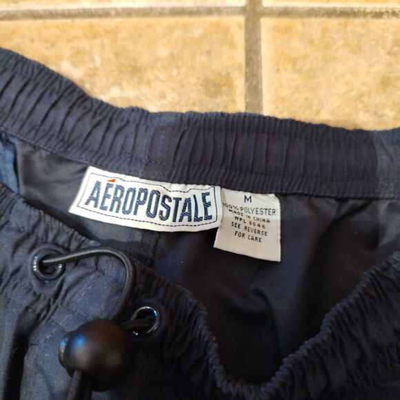Aeropostale Track Pants Men's Sz M Navy Blue Lined Drawstring Windbreaker - Picture 3 of 4